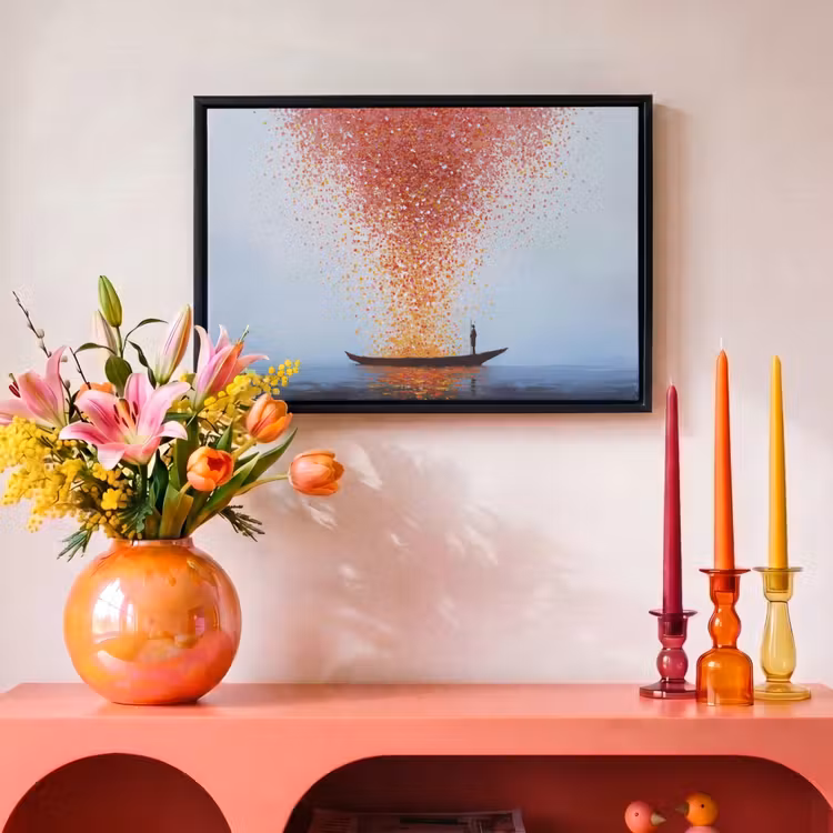 Canvas met lijst - Wolk - Confetti - Boot - Wateroppervlakte — 4