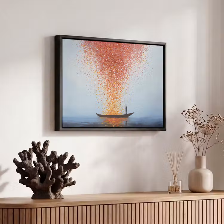 Canvas met lijst - Wolk - Confetti - Boot - Wateroppervlakte — 6