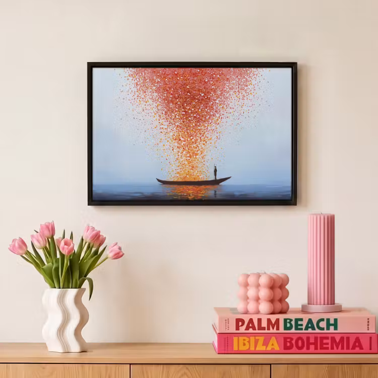 Canvas met lijst - Wolk - Confetti - Boot - Wateroppervlakte — 8