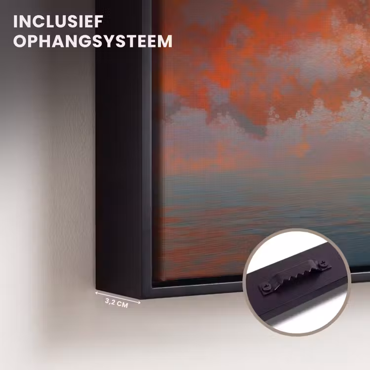 Canvas met lijst - Zee - Boot - Wolken - Oranje — 3