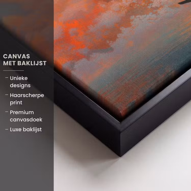 Canvas met lijst - Zee - Boot - Wolken - Oranje — 5