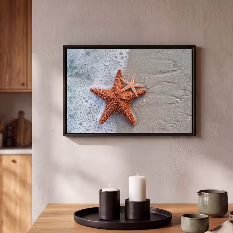 Canvas met lijst - Zeester - Strand - Zee — 2