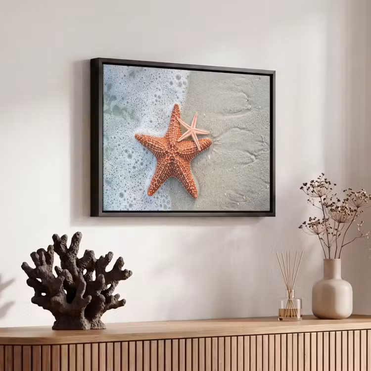 Canvas met lijst - Zeester - Strand - Zee — 6