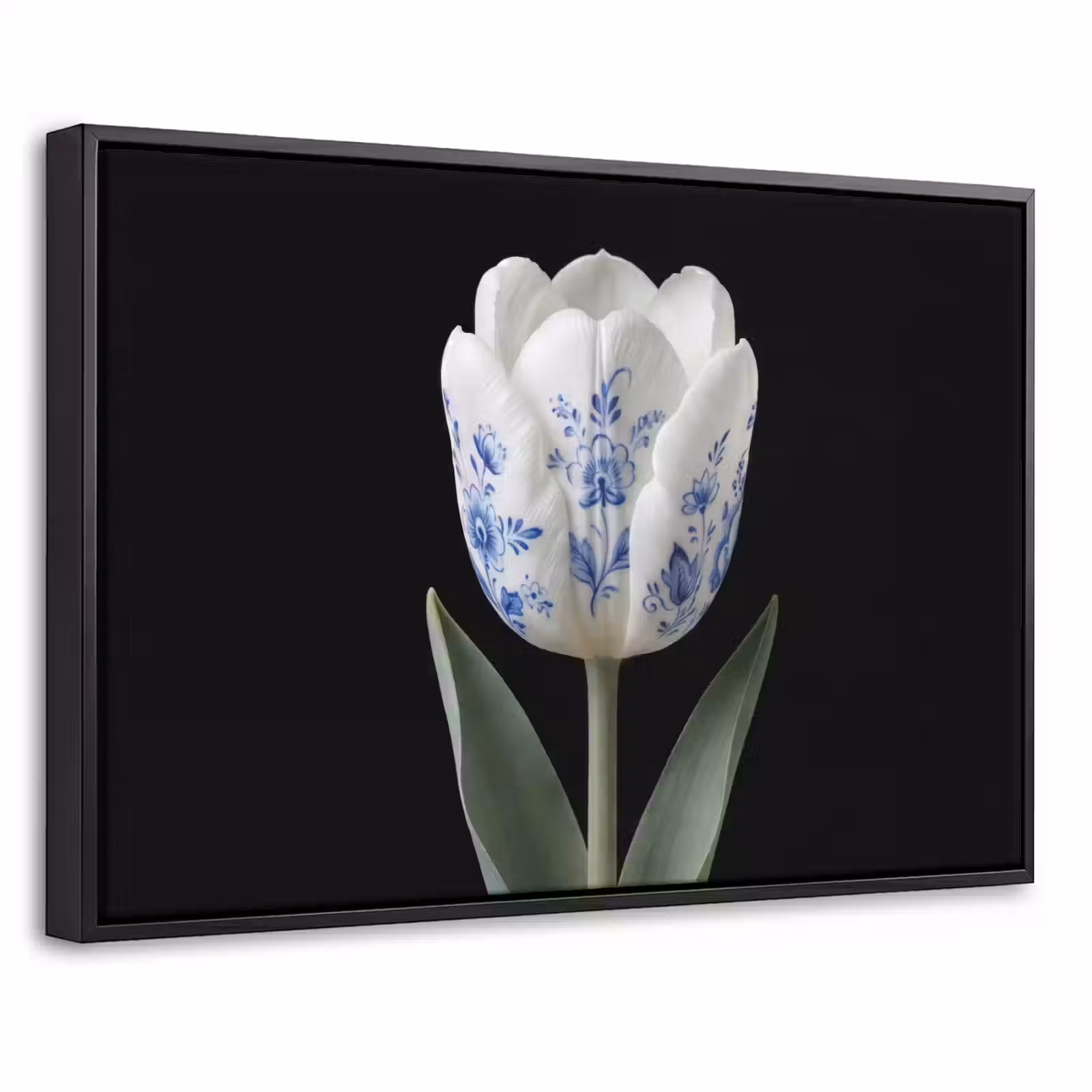 Canvas met lijst - Tulp - Patroon - Blauw — 1