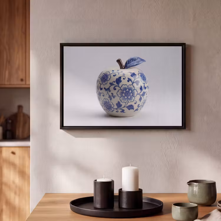 Canvas met lijst - Appel - Blauw - Klassiek — 2