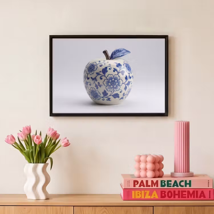 Canvas met lijst - Appel - Blauw - Klassiek — 8