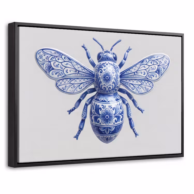 Canvas met lijst - Bij - Modern - Delfts - Blauw — 1