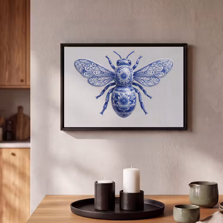 Canvas met lijst - Bij - Modern - Delfts - Blauw — 2