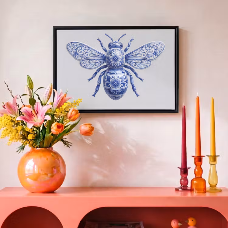 Canvas met lijst - Bij - Modern - Delfts - Blauw — 4