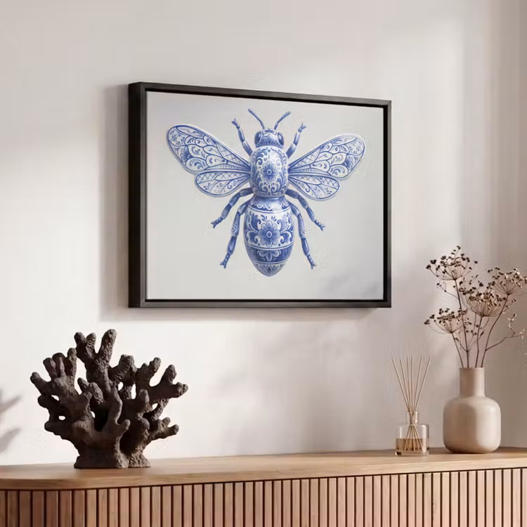 Canvas met lijst - Bij - Modern - Delfts - Blauw — 6