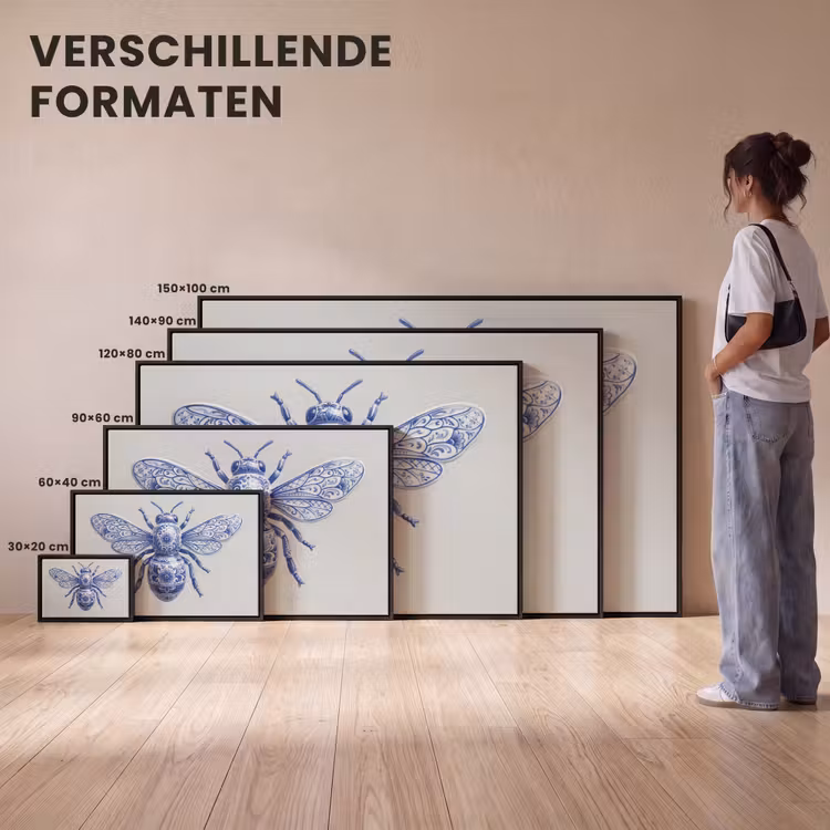 Canvas met lijst - Bij - Modern - Delfts - Blauw — 7