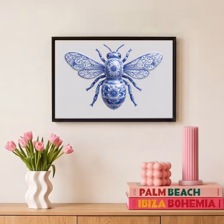Canvas met lijst - Bij - Modern - Delfts - Blauw — 8
