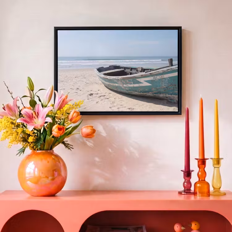 Canvas met lijst - Boot - Zandstrand - Zee — 4