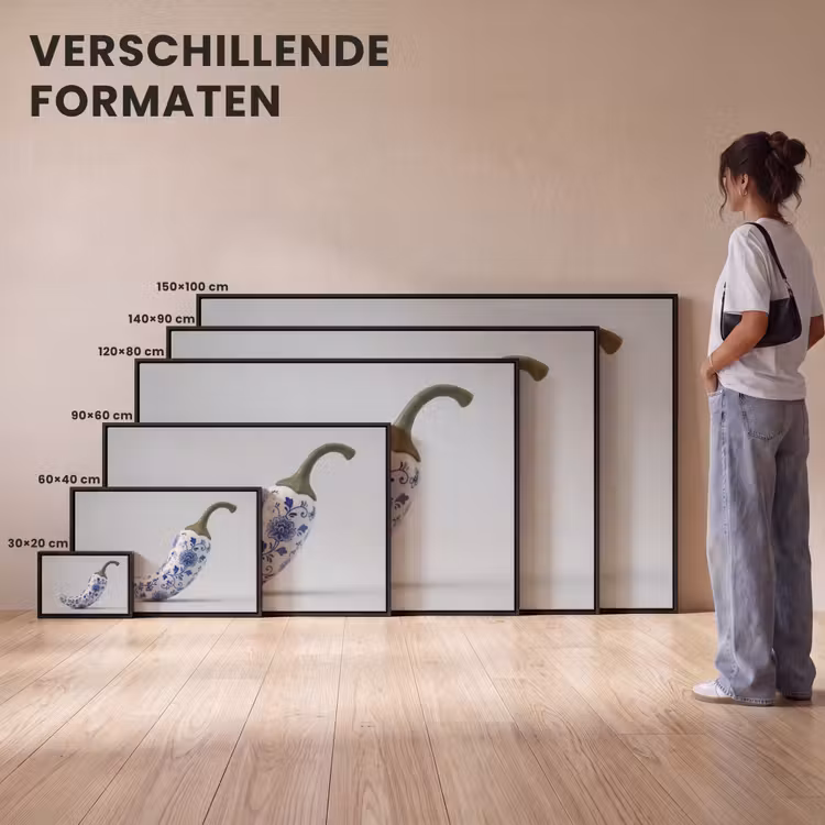 Canvas met lijst - Chilipeper - Keramiek - Blauw — 7