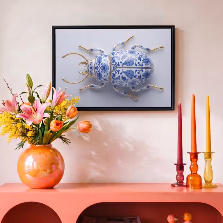 Canvas met lijst - Kever - Delfts - Blauw - Goud — 4