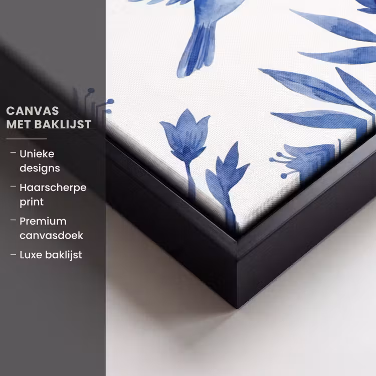 Canvas met lijst - Modern - Vogels - Delfts - Blauw — 5
