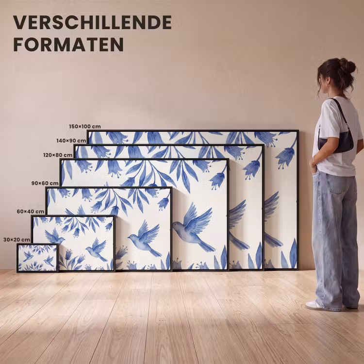 Canvas met lijst - Modern - Vogels - Delfts - Blauw — 7