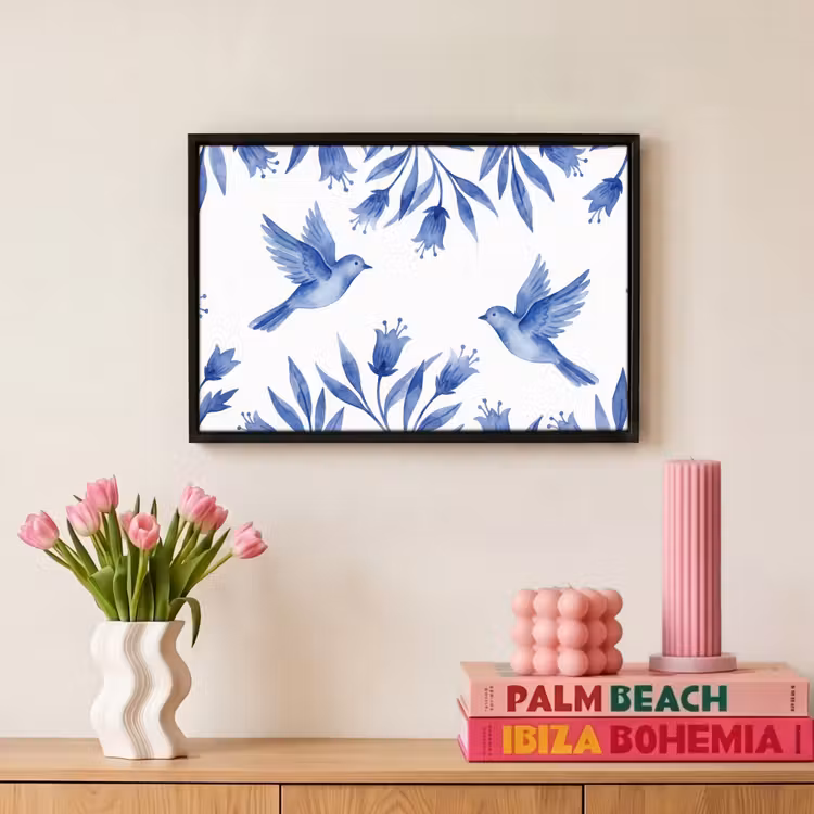 Canvas met lijst - Modern - Vogels - Delfts - Blauw — 8