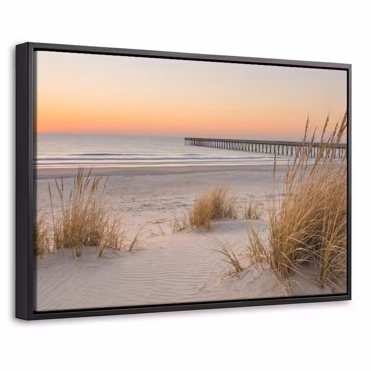 Canvas met lijst - Pier - Zonsondergang - Strand — 1