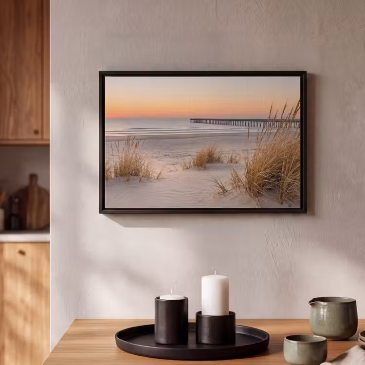 Canvas met lijst - Pier - Zonsondergang - Strand — 2