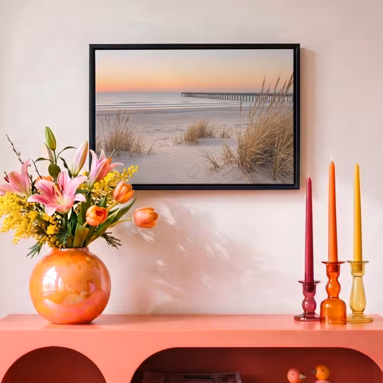 Canvas met lijst - Pier - Zonsondergang - Strand — 4