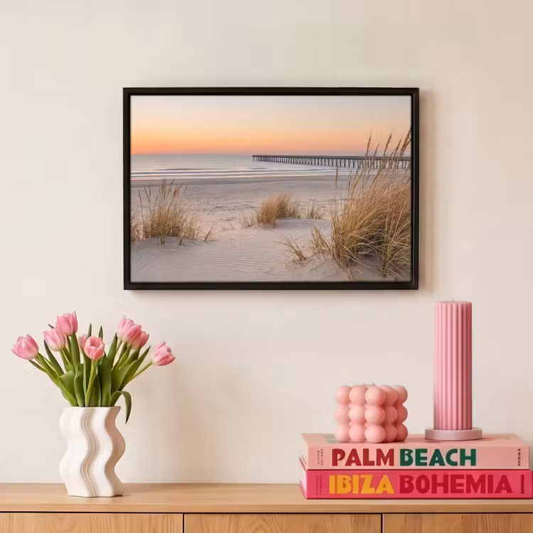 Canvas met lijst - Pier - Zonsondergang - Strand — 8