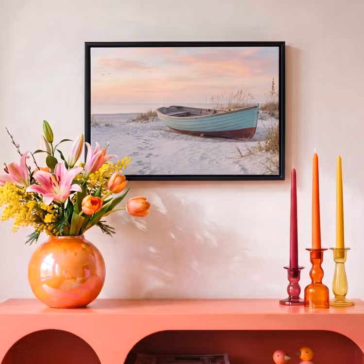 Canvas met lijst - Rustiek - Roeiboot - Zandstrand — 4