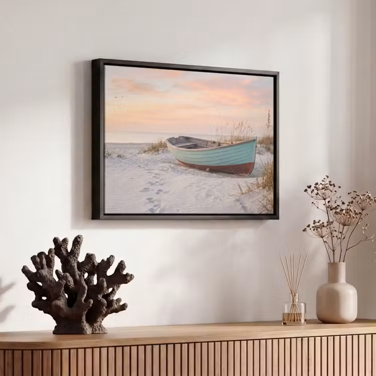Canvas met lijst - Rustiek - Roeiboot - Zandstrand — 6