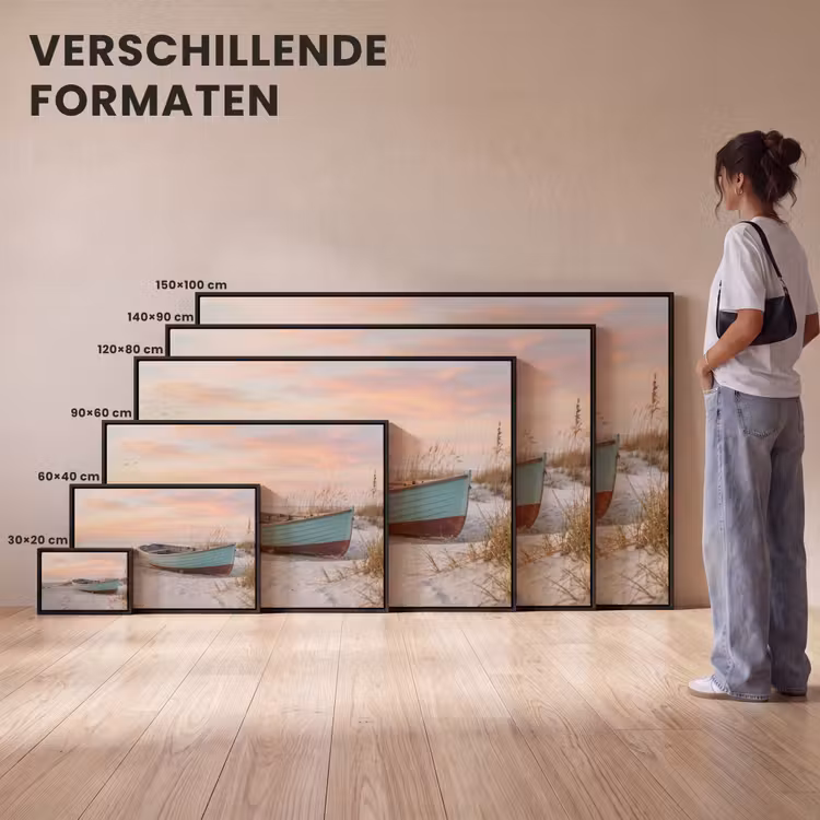 Canvas met lijst - Rustiek - Roeiboot - Zandstrand — 7