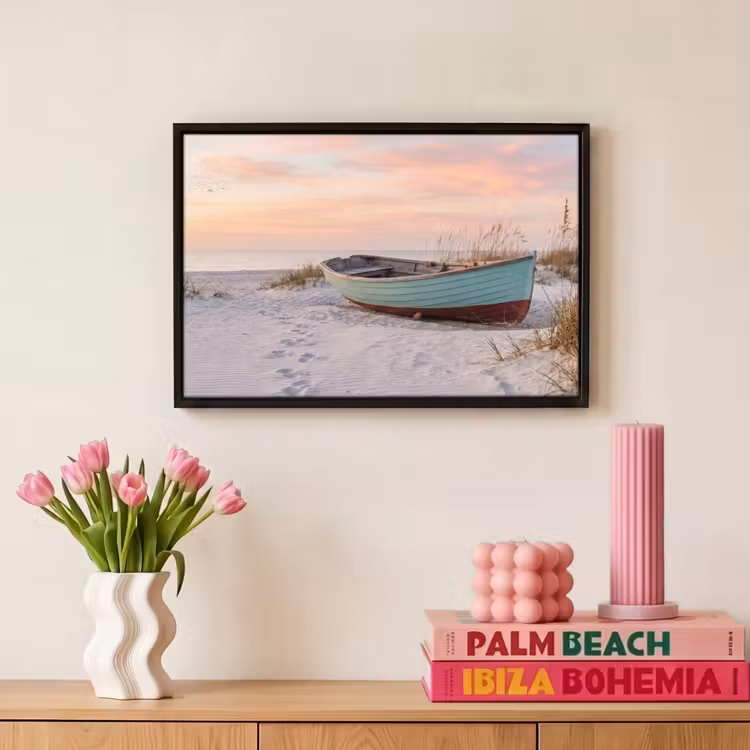 Canvas met lijst - Rustiek - Roeiboot - Zandstrand — 8