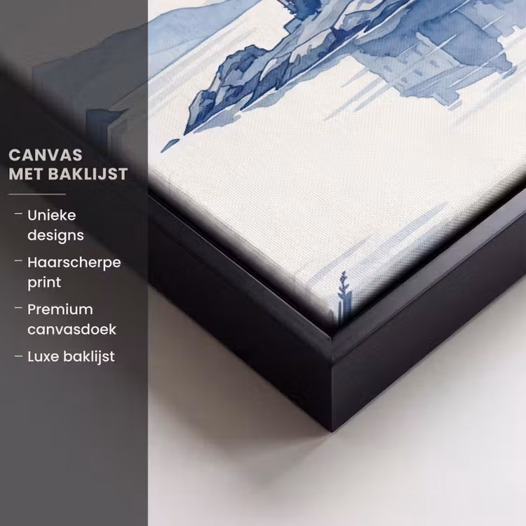 Canvas met lijst - Schots - Kasteel - Blauw - Aquarel — 5