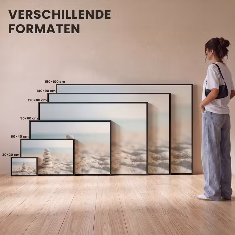 Canvas met lijst - Stenen - Stapel - Zand - Zee — 7