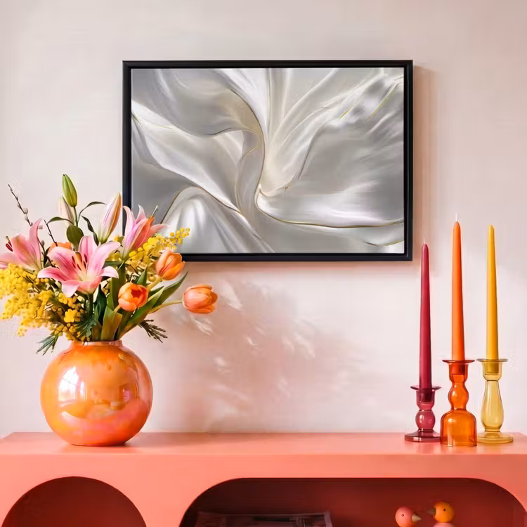 Canvas met lijst - Stof - Plooien - Goud — 4