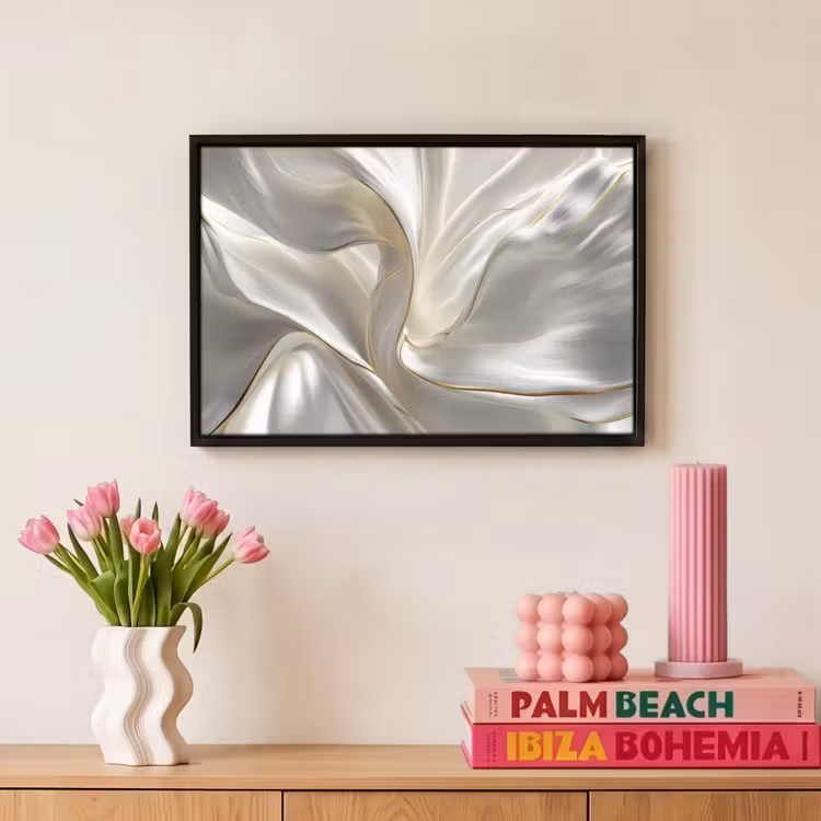 Canvas met lijst - Stof - Plooien - Goud — 8
