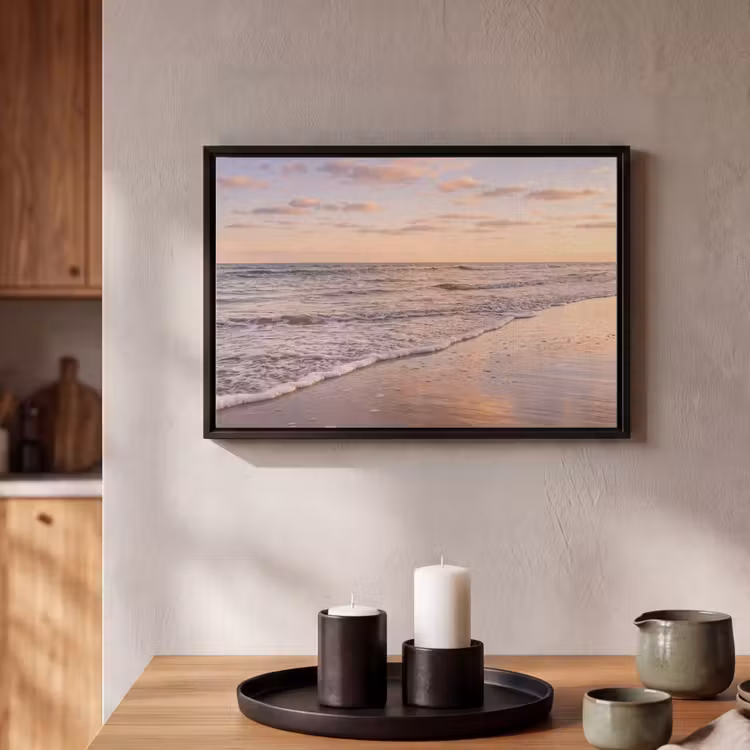 Canvas met lijst - Strand - Branding - Wolken — 2