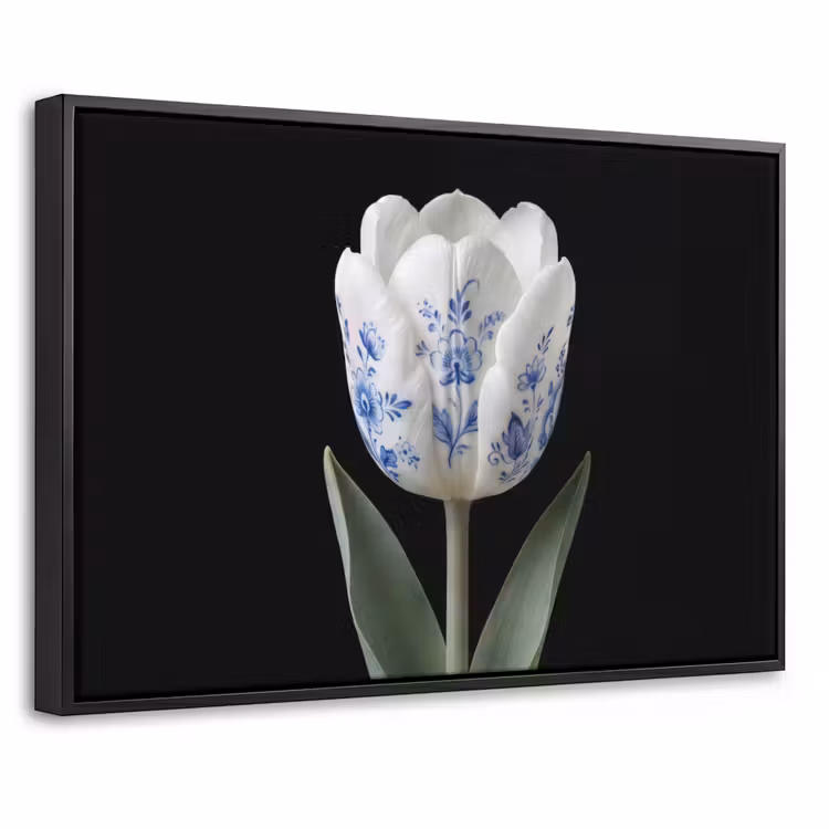 Canvas met lijst - Tulp - Patroon - Blauw — 1