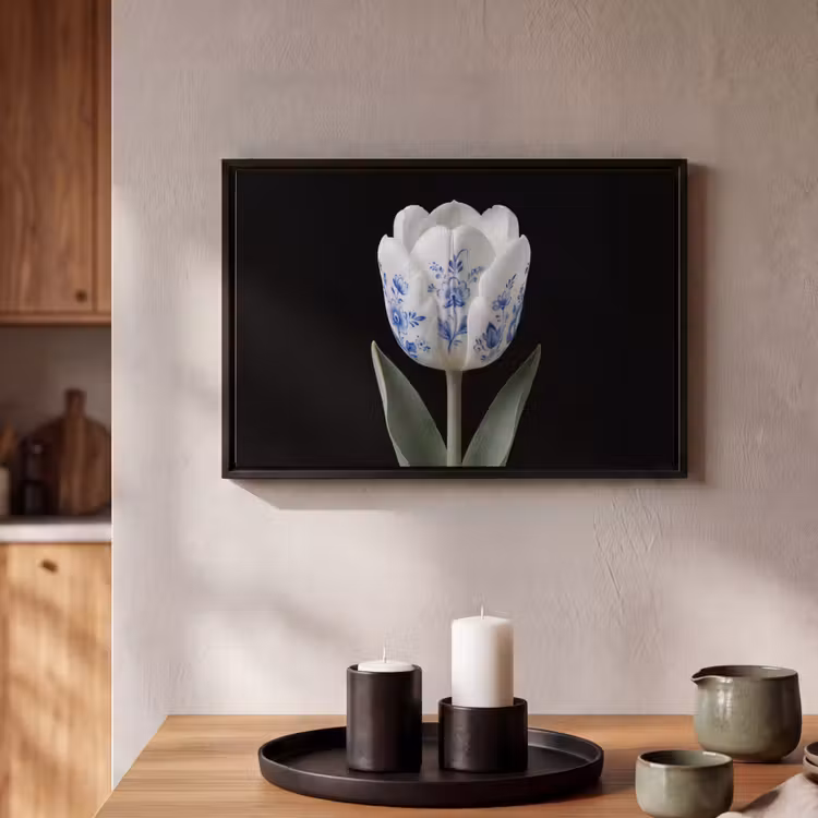 Canvas met lijst - Tulp - Patroon - Blauw — 2