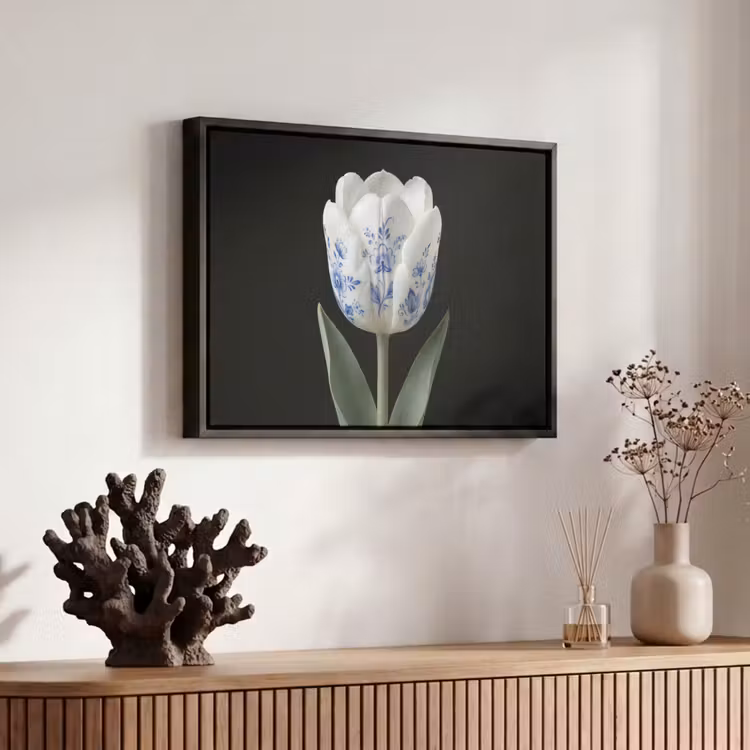Canvas met lijst - Tulp - Patroon - Blauw — 6