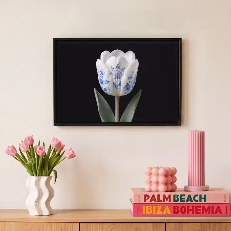 Canvas met lijst - Tulp - Patroon - Blauw — 8