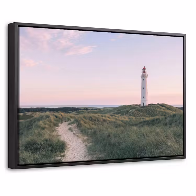 Canvas met lijst - Vuurtoren - Duinlandschap - Zee — 1