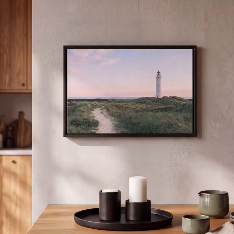 Canvas met lijst - Vuurtoren - Duinlandschap - Zee — 2