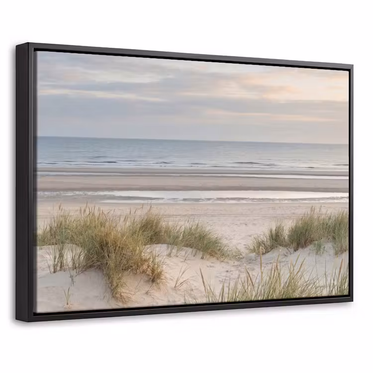 Canvas met lijst - Zandstrand - Bewolkt - Duinen — 1