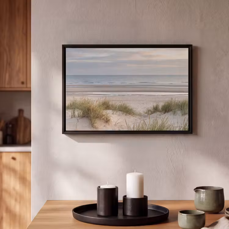 Canvas met lijst - Zandstrand - Bewolkt - Duinen — 2