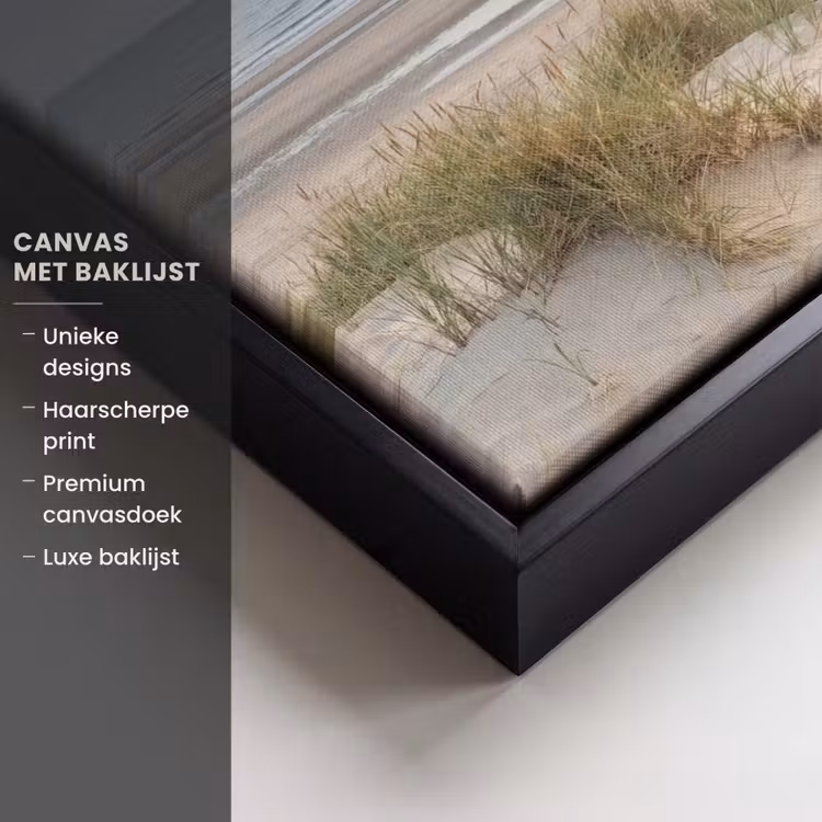 Canvas met lijst - Zandstrand - Bewolkt - Duinen — 5