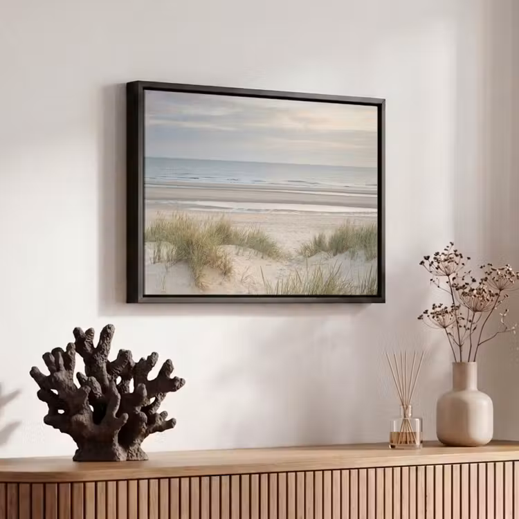 Canvas met lijst - Zandstrand - Bewolkt - Duinen — 6