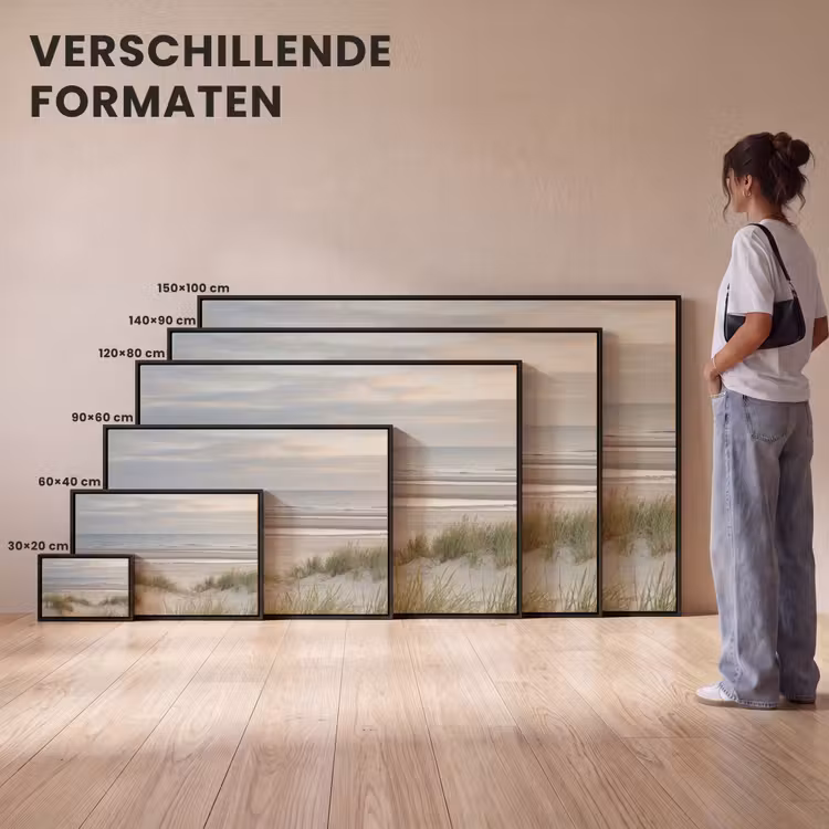 Canvas met lijst - Zandstrand - Bewolkt - Duinen — 7