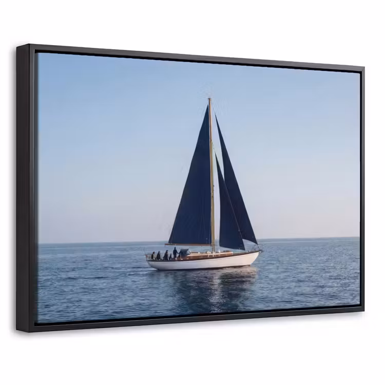 Canvas met lijst - Zeilboot - Zee - Blauw — 1