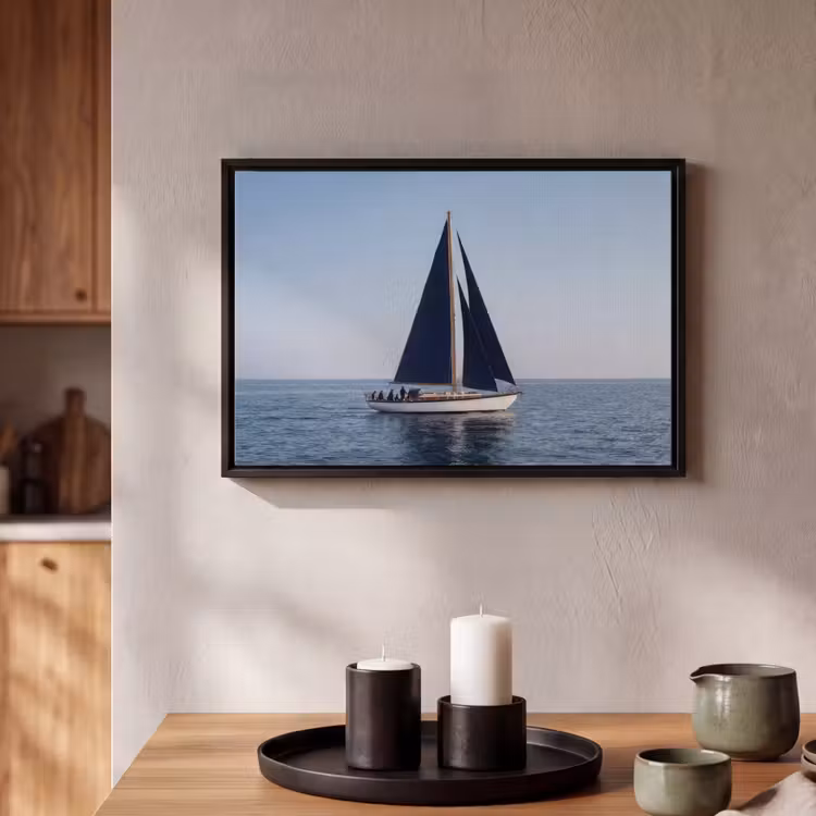 Canvas met lijst - Zeilboot - Zee - Blauw — 2