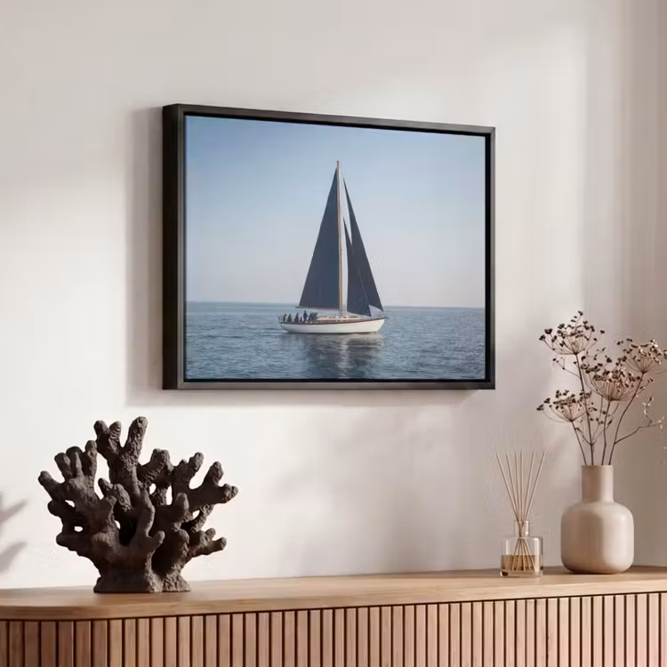 Canvas met lijst - Zeilboot - Zee - Blauw — 6
