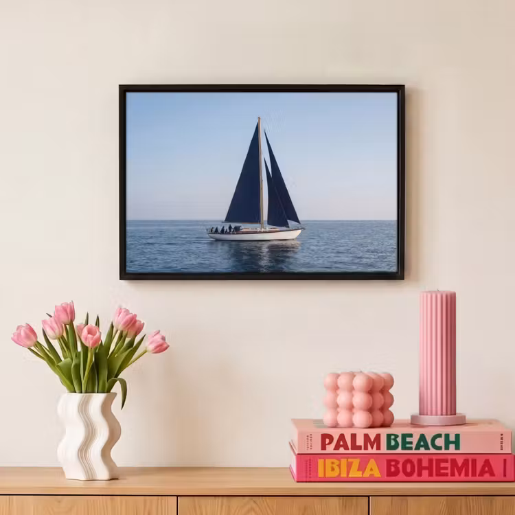 Canvas met lijst - Zeilboot - Zee - Blauw — 8